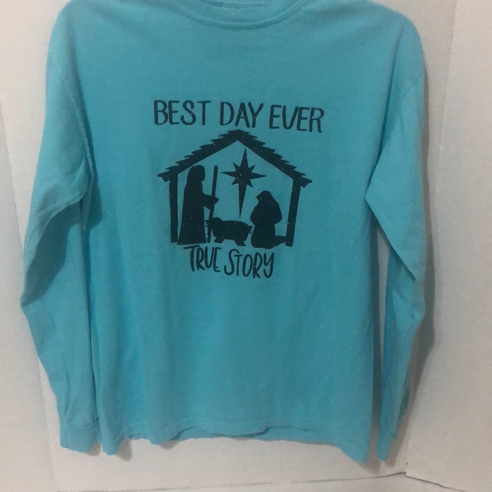 Best Day Ever True Story Manger T-Shirt Glitter Graphic Size Small